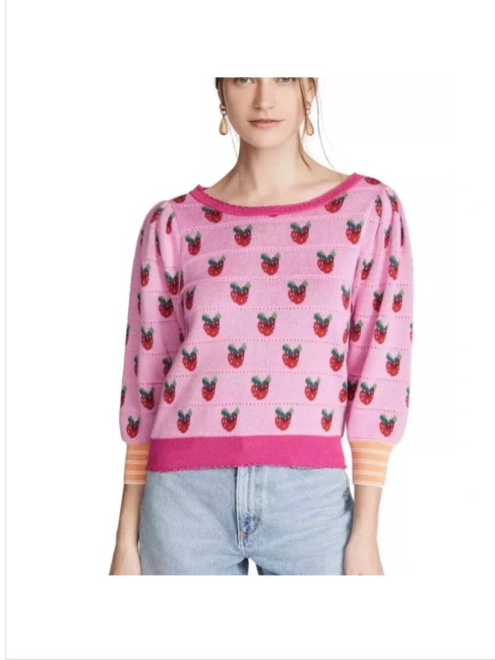 Loveshack Pink Fancy Strawberry Sweater